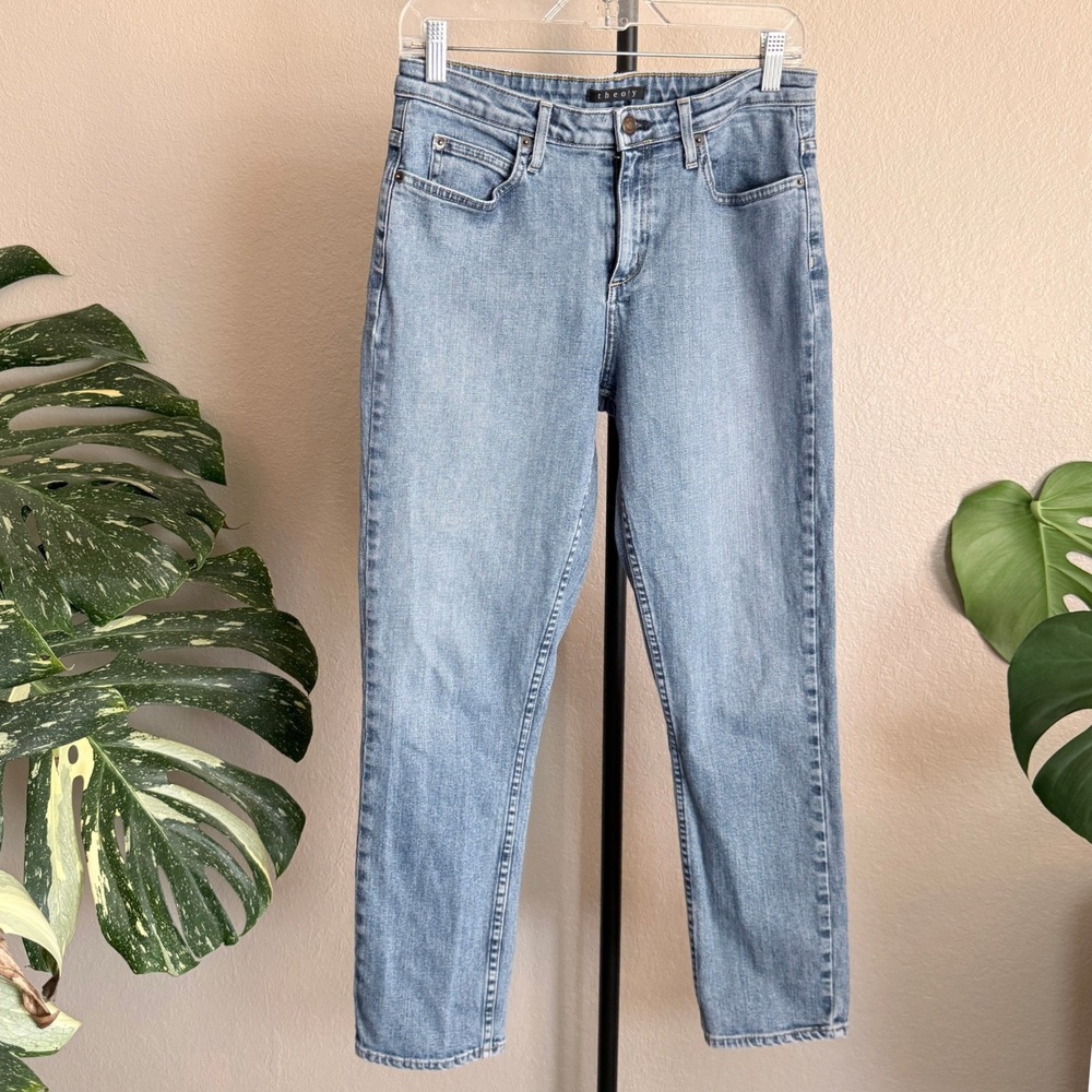 Theory‎ Womens High Rise Straight Cropped Leg Light Wash Denim Jeans Size 27